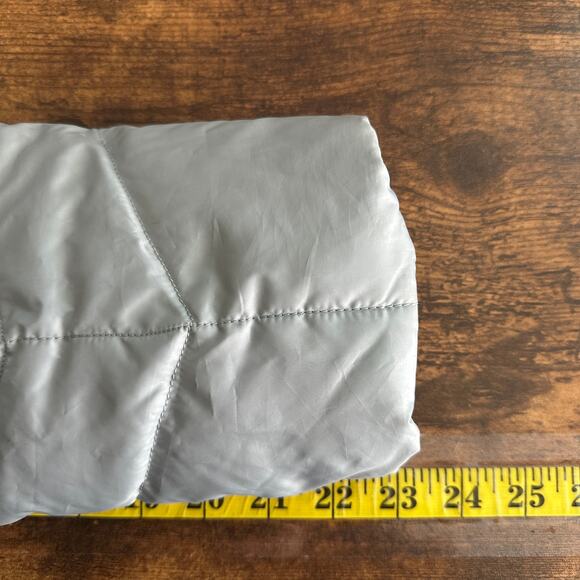 Lands End Down Feather Puffer Coat Sz Small Blue Gray Belted Gorpcore Travel EUC - Picture 7 of 14